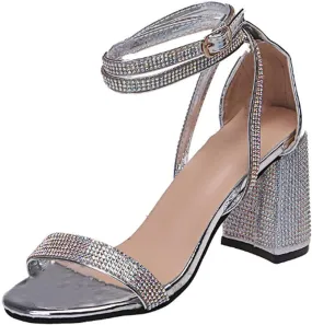 Block High Heels Sandals for Women, Classic Open Toe Strap Slippers Fashion Ankle Strap Arch Support Slides Shoes