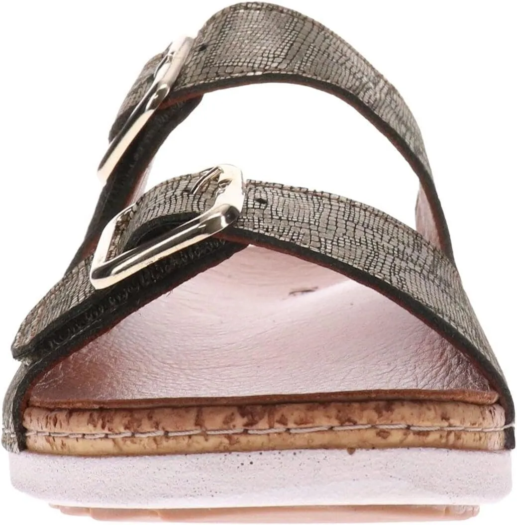 Brighton Women's Orthotic Slip-Ons - Premium Leather - Removable Contoured Footbed - Adjustable Straps with Non-Functional Buckles - Arch Support