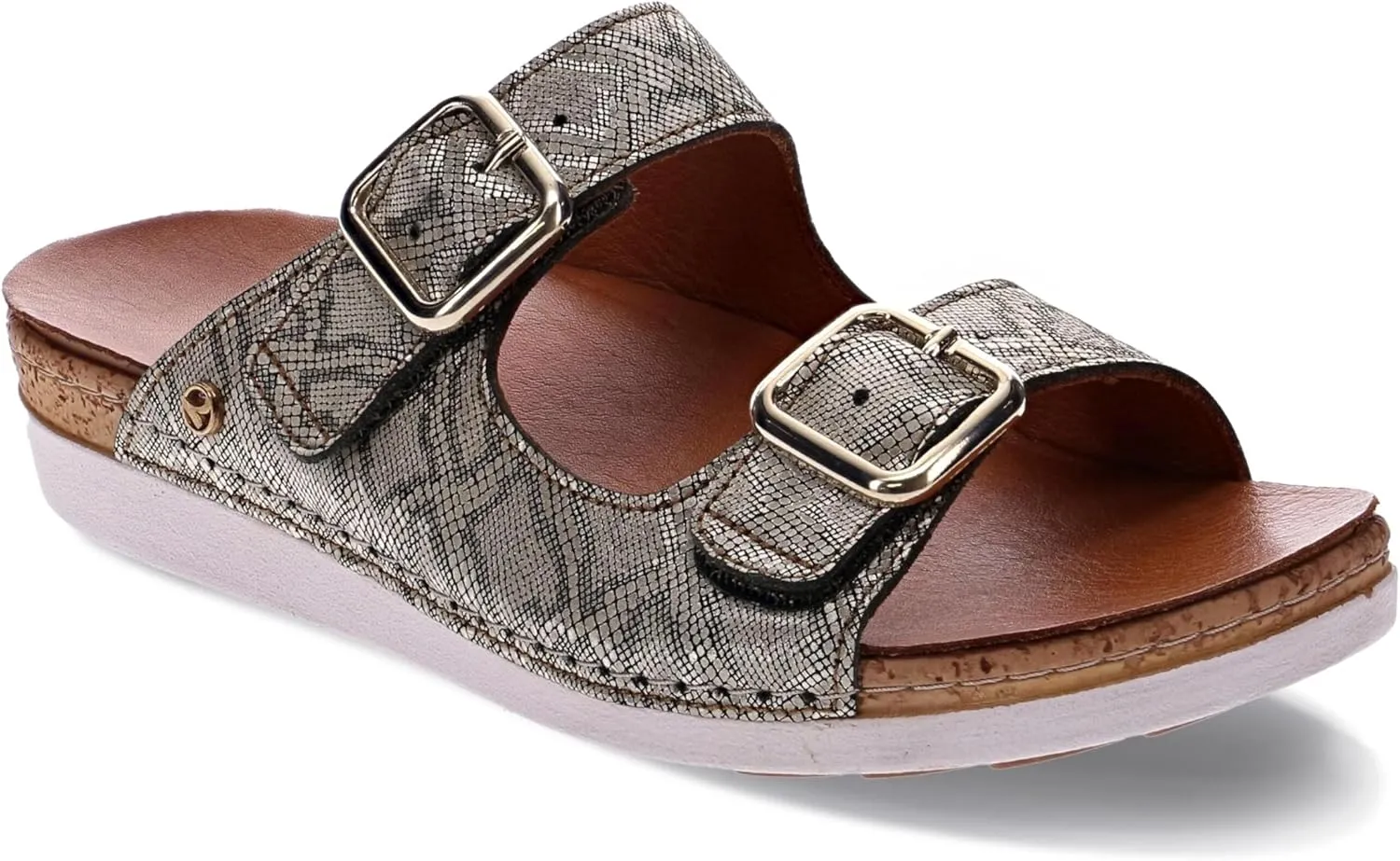 Brighton Women's Orthotic Slip-Ons - Premium Leather - Removable Contoured Footbed - Adjustable Straps with Non-Functional Buckles - Arch Support