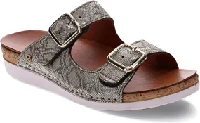 Brighton Women's Orthotic Slip-Ons - Premium Leather - Removable Contoured Footbed - Adjustable Straps with Non-Functional Buckles - Arch Support
