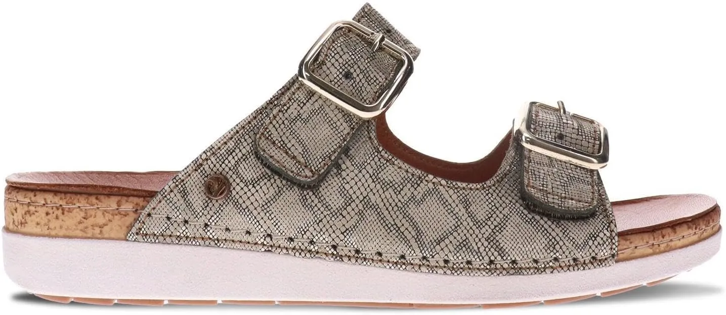 Brighton Women's Orthotic Slip-Ons - Premium Leather - Removable Contoured Footbed - Adjustable Straps with Non-Functional Buckles - Arch Support