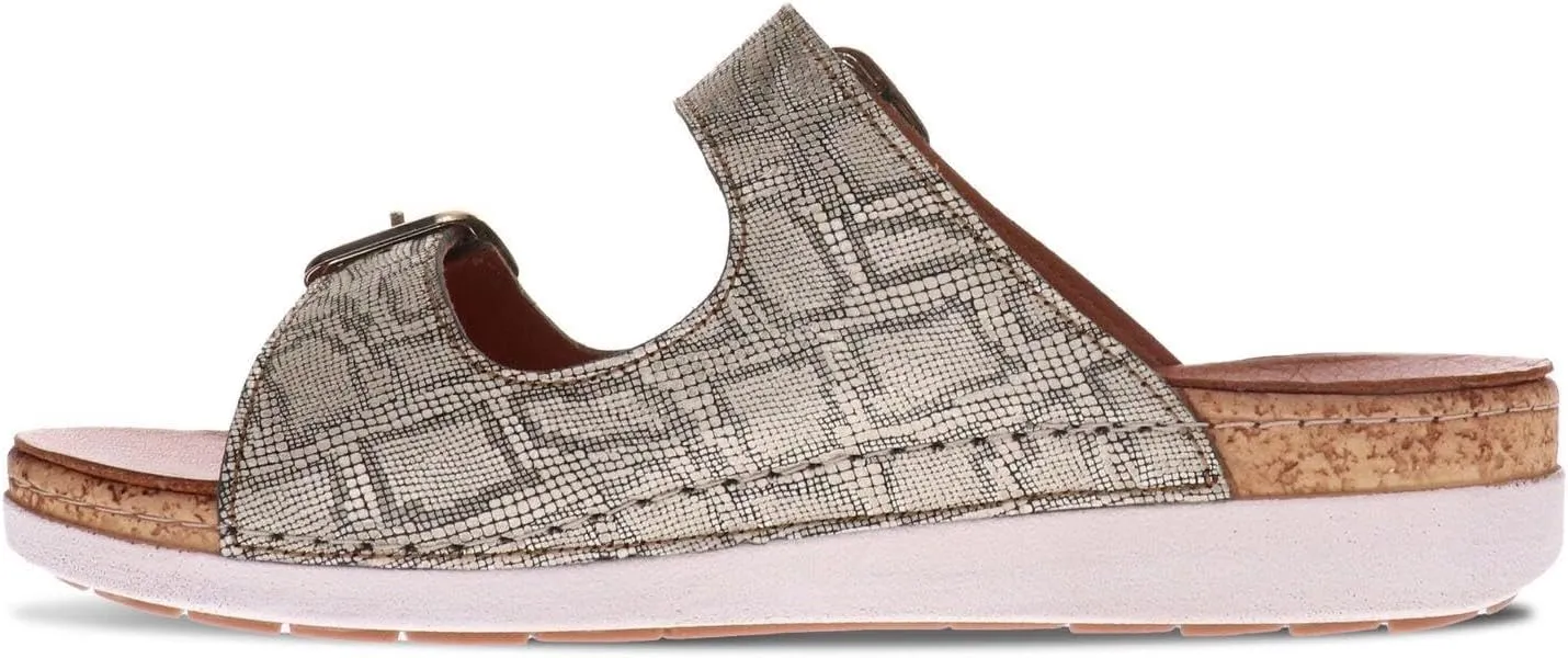 Brighton Women's Orthotic Slip-Ons - Premium Leather - Removable Contoured Footbed - Adjustable Straps with Non-Functional Buckles - Arch Support