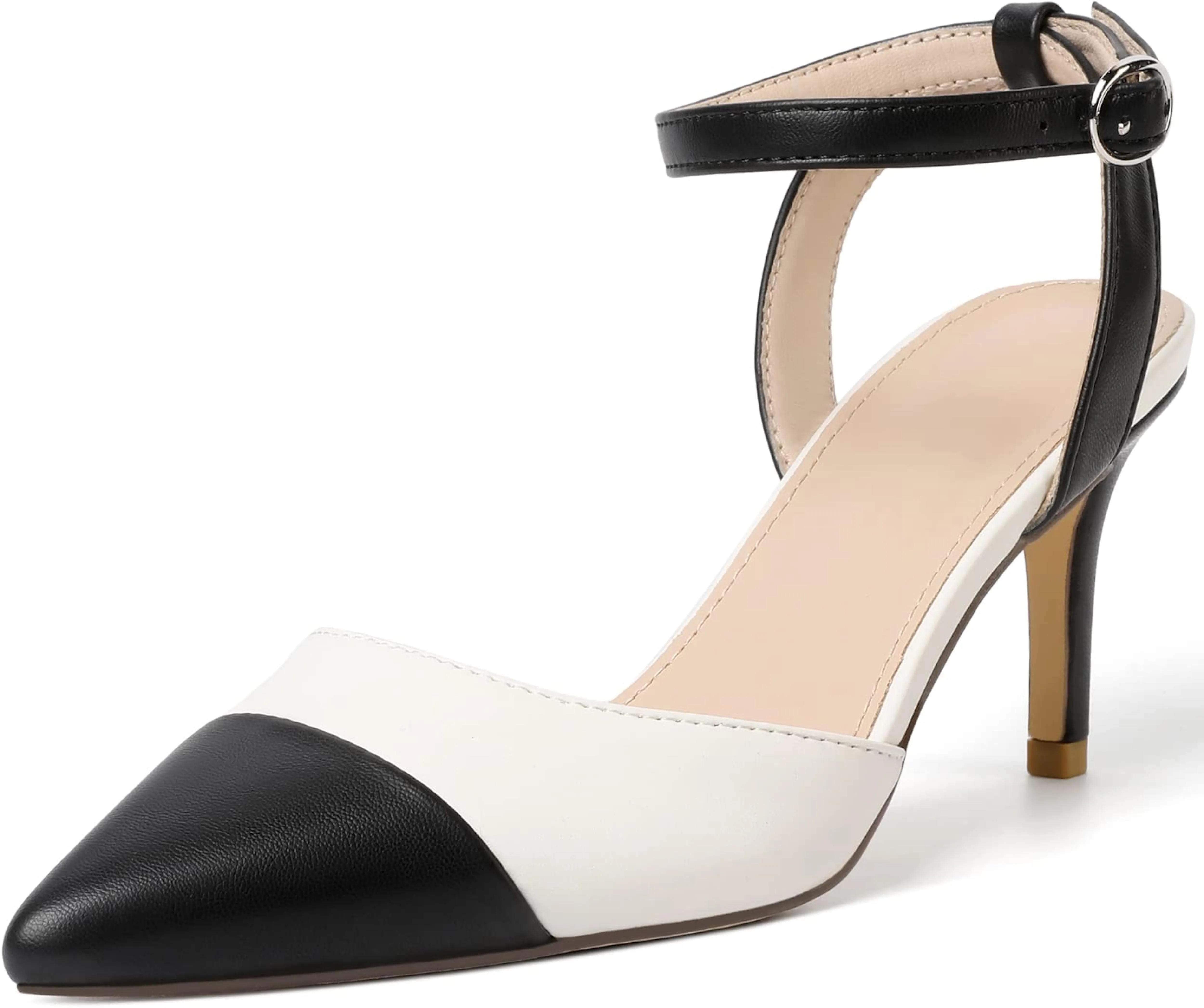 Chic Blue Ankle Strap Closed Toe 3 Inch Heels