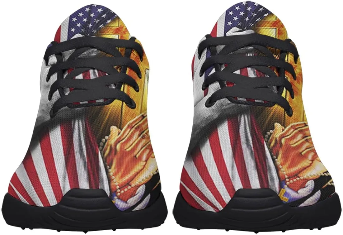 Christian Jesus Shoes, Lace Up Walking Sneakers, Cross Running Shoes Mesh Breathable Sports Trainers