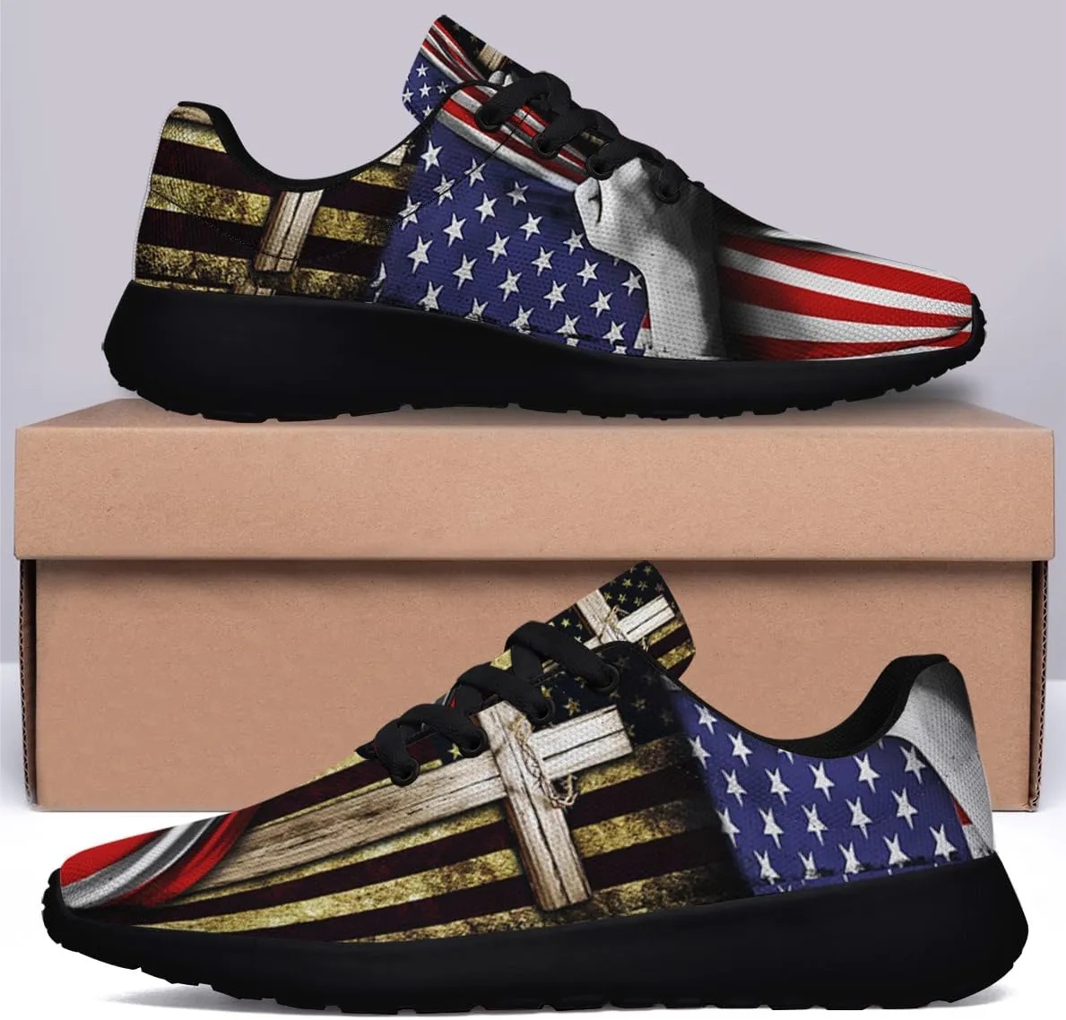 Christian Jesus Shoes, Lace Up Walking Sneakers, Cross Running Shoes Mesh Breathable Sports Trainers
