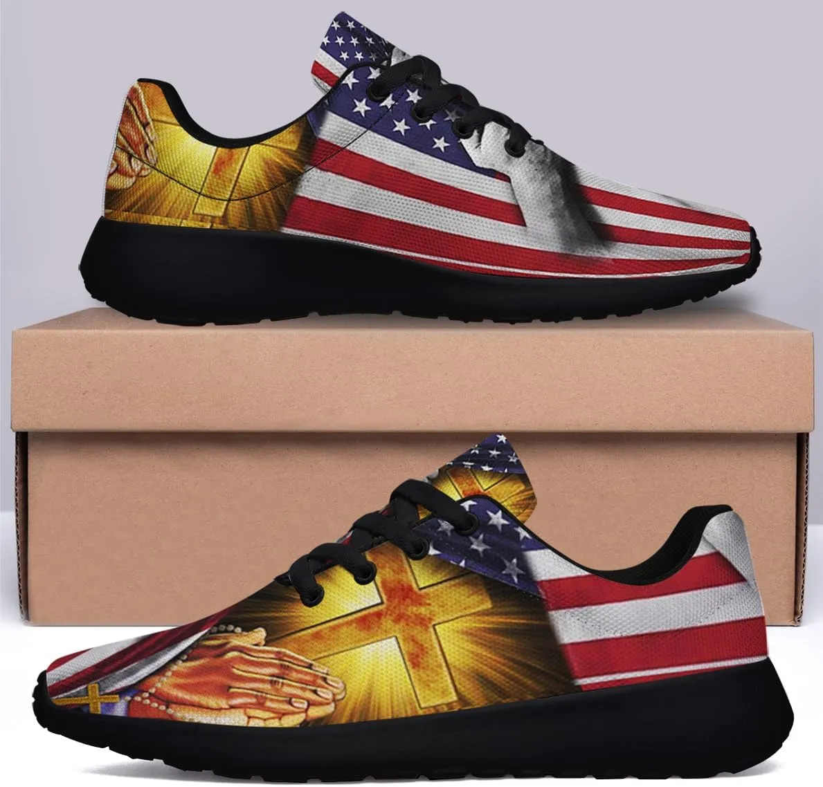 Christian Jesus Shoes, Lace Up Walking Sneakers, Cross Running Shoes Mesh Breathable Sports Trainers