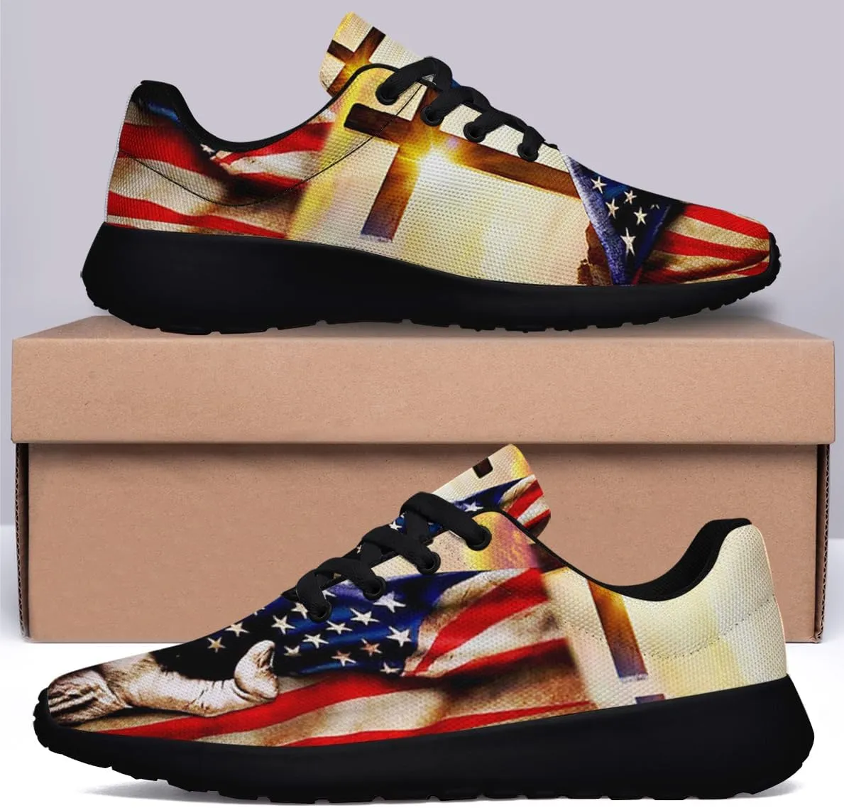 Christian Jesus Shoes, Lace Up Walking Sneakers, Cross Running Shoes Mesh Breathable Sports Trainers