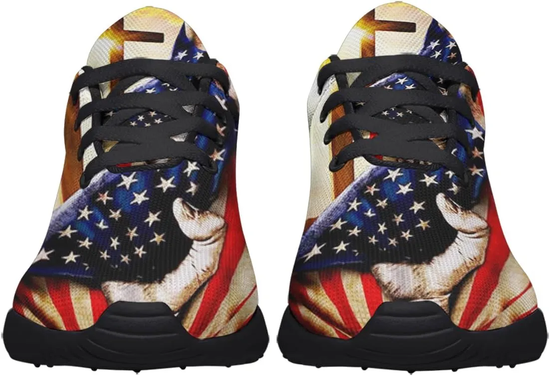 Christian Jesus Shoes, Lace Up Walking Sneakers, Cross Running Shoes Mesh Breathable Sports Trainers
