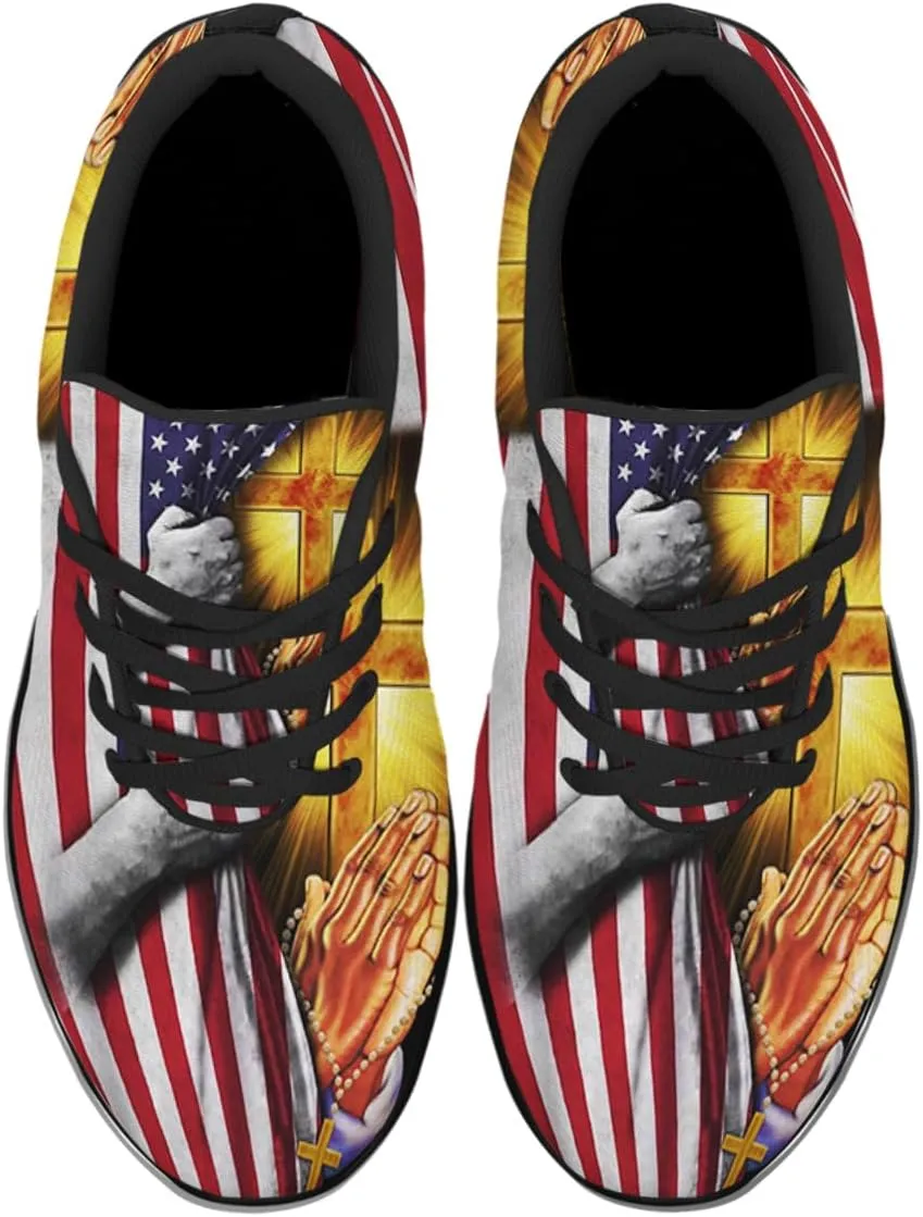 Christian Jesus Shoes, Lace Up Walking Sneakers, Cross Running Shoes Mesh Breathable Sports Trainers