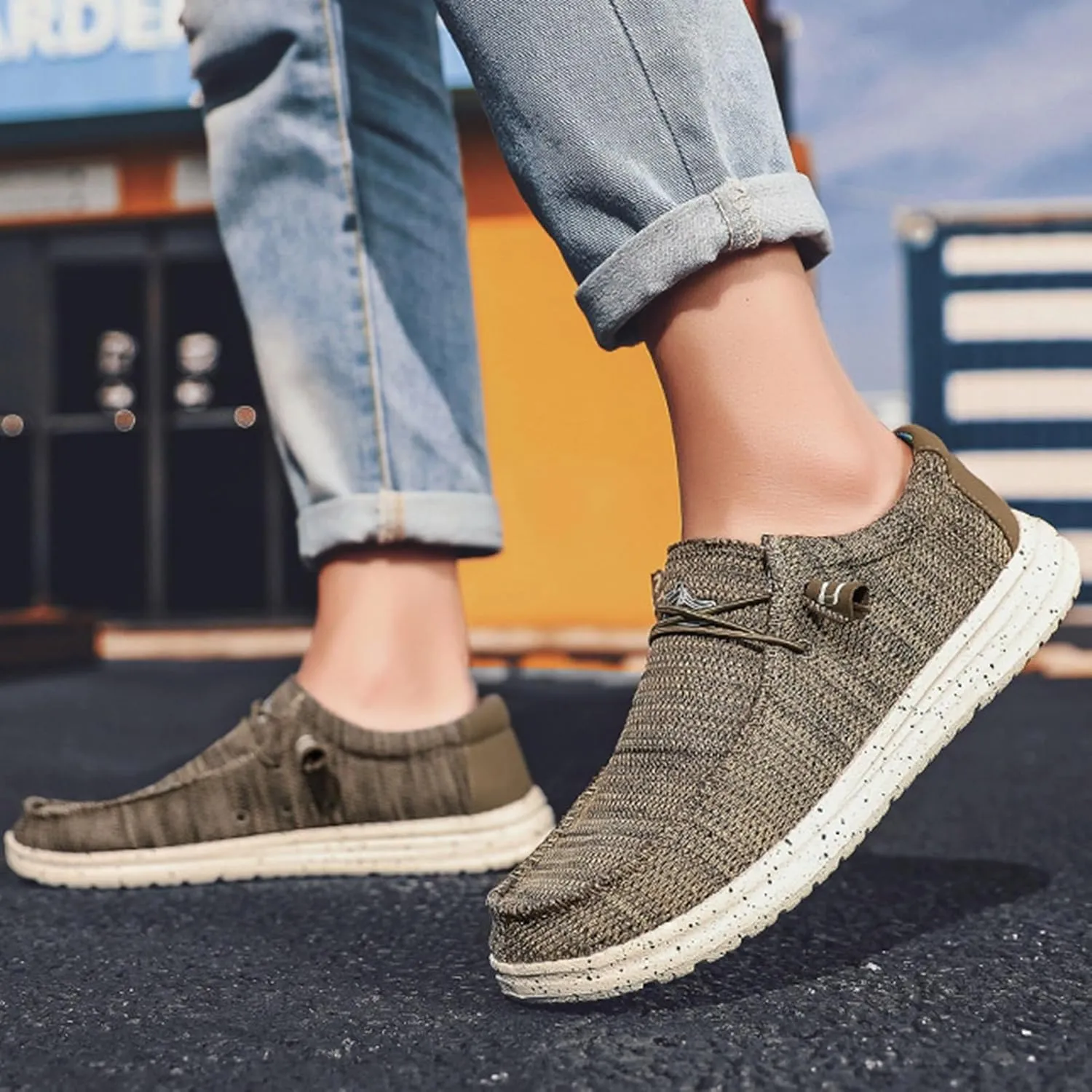 Classic Loafers for Men Comfort,Casual Comfy Canvas Men's Loafers & Slip-ons,Lightweight & Breathable Mesh Mens Boat Shoes,All Weather Rubber Soles