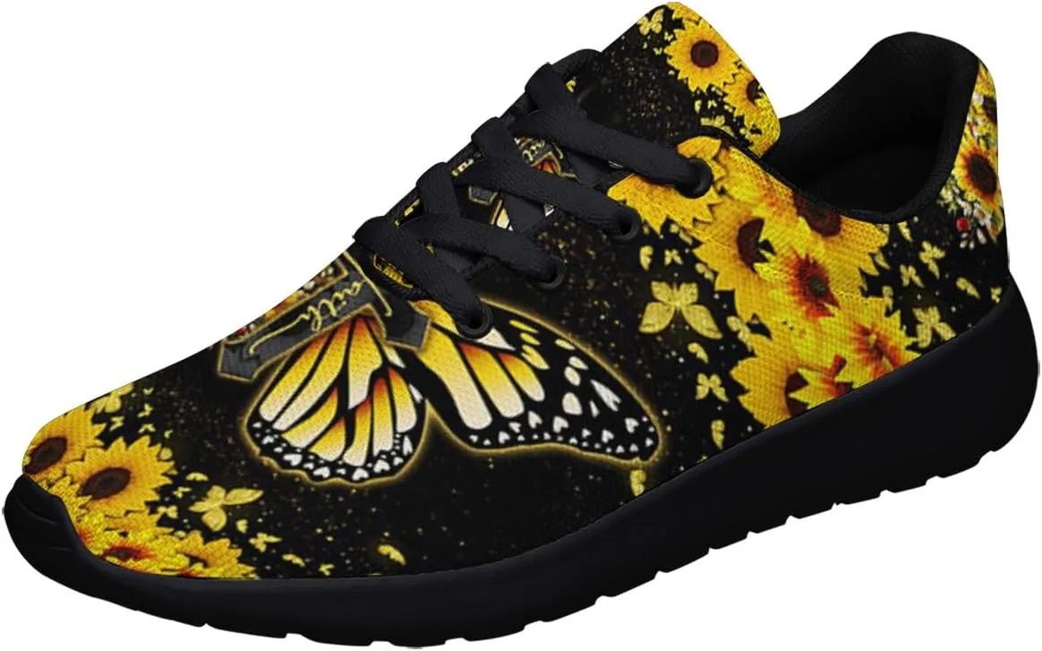 Faith Jesus Shoes, Christian Cross Lace Up Walking Sneakers, Running Shoes Mesh Breathable Sports Trainers
