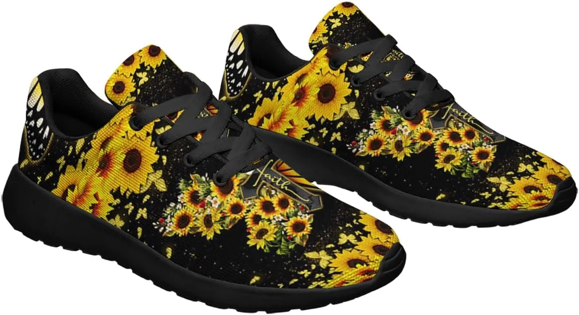 Faith Jesus Shoes, Christian Cross Lace Up Walking Sneakers, Running Shoes Mesh Breathable Sports Trainers