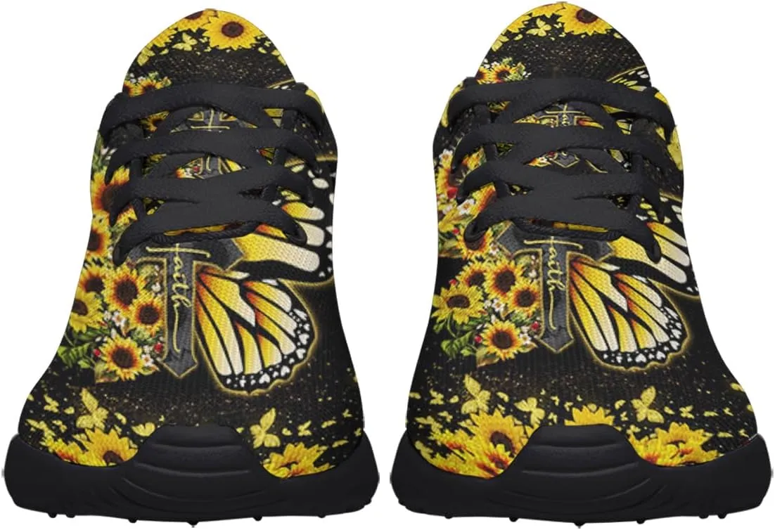 Faith Jesus Shoes, Christian Cross Lace Up Walking Sneakers, Running Shoes Mesh Breathable Sports Trainers