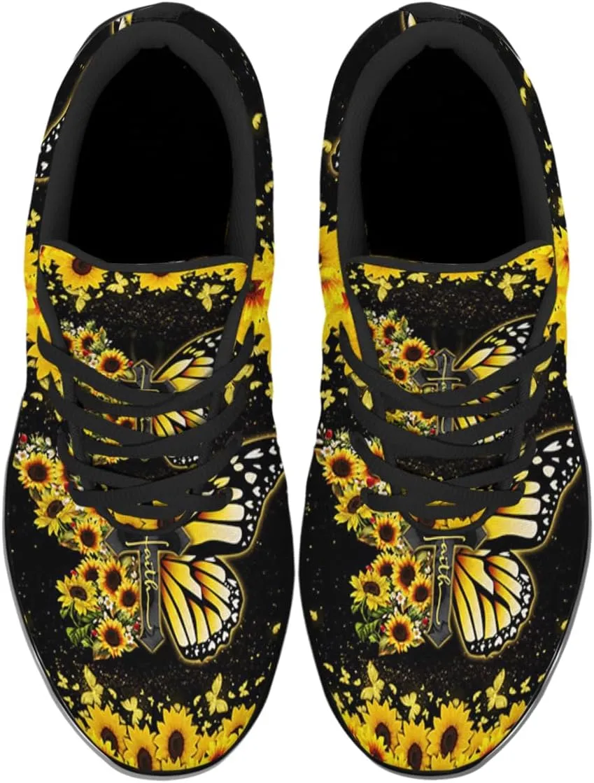 Faith Jesus Shoes, Christian Cross Lace Up Walking Sneakers, Running Shoes Mesh Breathable Sports Trainers