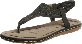 Flat Sandals for Women Arch Support Sandals Casual Elastic Strappy Sandal Flip Flops Summer Comfortable Breathable Ankle Strap Beach Shoes Orthopedic Comfortable Walking Shoe