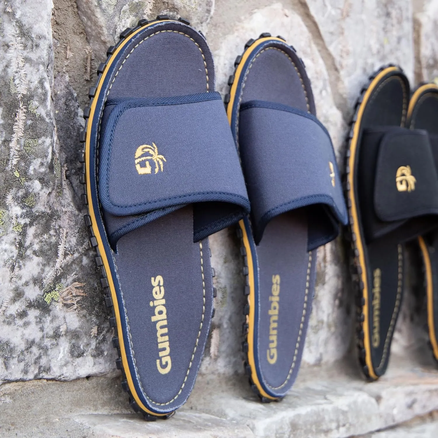 Gumbies Strider Unisex Slides, with Supersoft Cotton Adjustable Strap, Cotton Footbed & Recycled Rubber Sole - Comfort Guaranteed