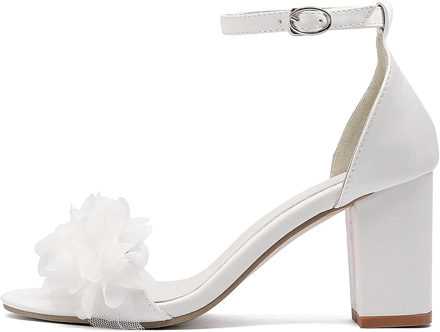 Heels Chunky Block Strappy Square Open Toe Roman Shoes Flower Open Toe High Heel Sandals