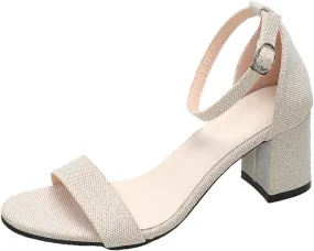 High Heels Ankle Strap Open Toe Dress Sexy Sandals Oversized Square Toe Hollow Solid Color Straight Buckle