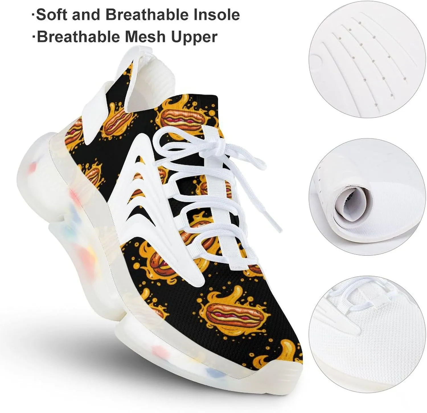 Hot Dog Mens Sneakers Running Shoes Lightweight Athletic Shoes for Jogging Walking Gym