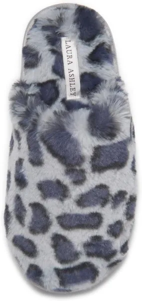 Laura Ashley Womens Soft Plush Memory Foam Scuff Slippers, Warm Fuzzy Fluffy Bedroom Slipper, Ladies Faux Fur Slip On House Shoes