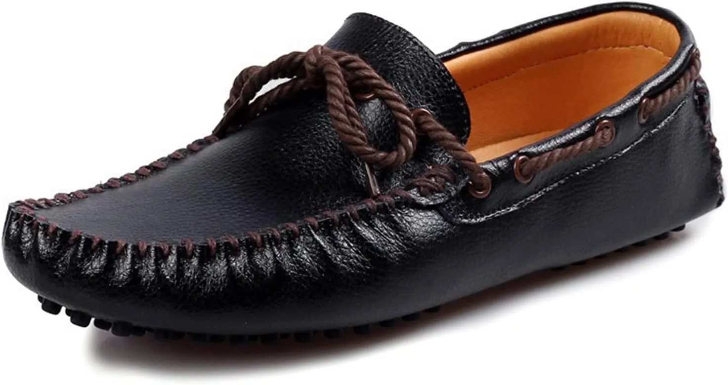 Mens Loafers Shoe Deck Shoes 1-Eye Stitching Details Round Toe Comfortable Flat Heel Lightweight Fashion Slip-ons