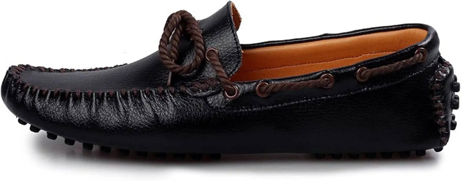 Mens Loafers Shoe Deck Shoes 1-Eye Stitching Details Round Toe Comfortable Flat Heel Lightweight Fashion Slip-ons