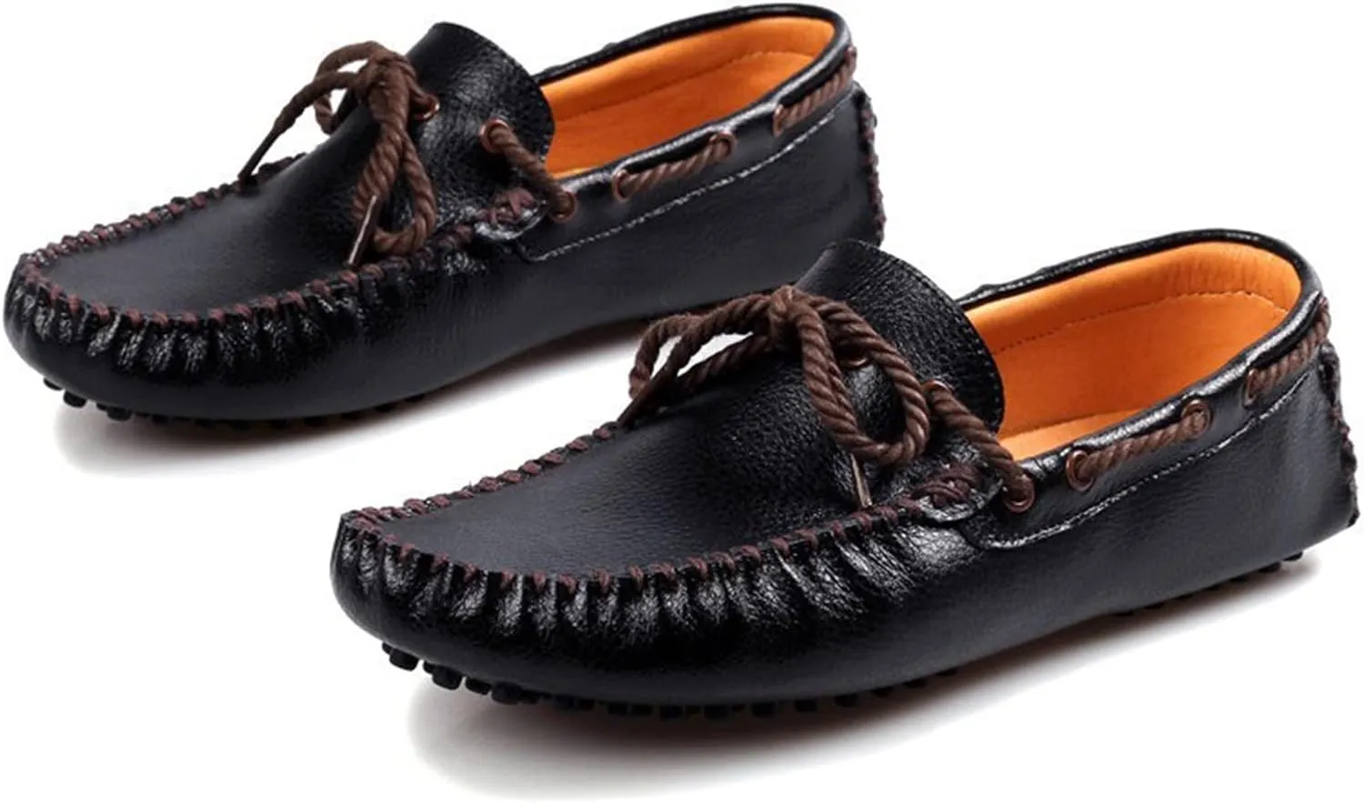 Mens Loafers Shoe Deck Shoes 1-Eye Stitching Details Round Toe Comfortable Flat Heel Lightweight Fashion Slip-ons