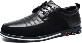 Men's Oxford Casual Shoes Business Lace-up Leather Loafers Fashion Dress Sneakers Breathable Comfortable Office Working Walking Driving