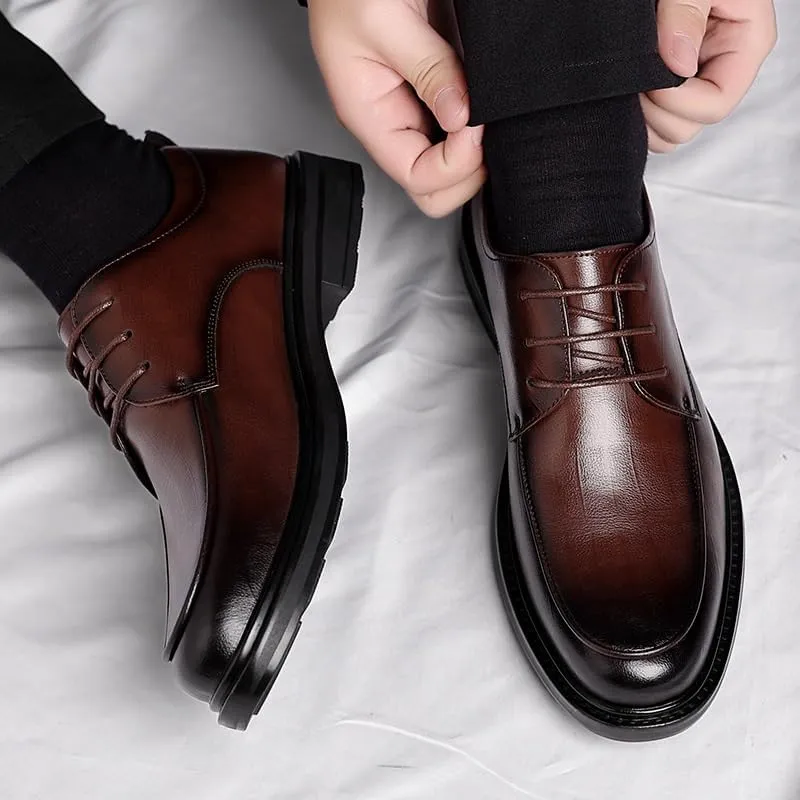 Mens Oxfords Shoes Slip-ons Orthopedic Shoes Genuine Leather Shiny Patent Leather Dress Shoes
