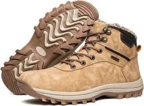 Men's Waterproof Cold Weather Snow Boots, Lace up Winter Snow Boots Non Slip Waterproof Boots for Men, Thicken Warm Hiking Walking Shoes, for Hiking, Trekking, Walking, Camping