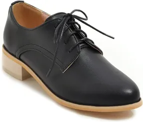 MIOKE Women's Casual Flat Low Heel Oxfords Shoes Slip On Round Toe Western Vintage School Oxfords Brogues
