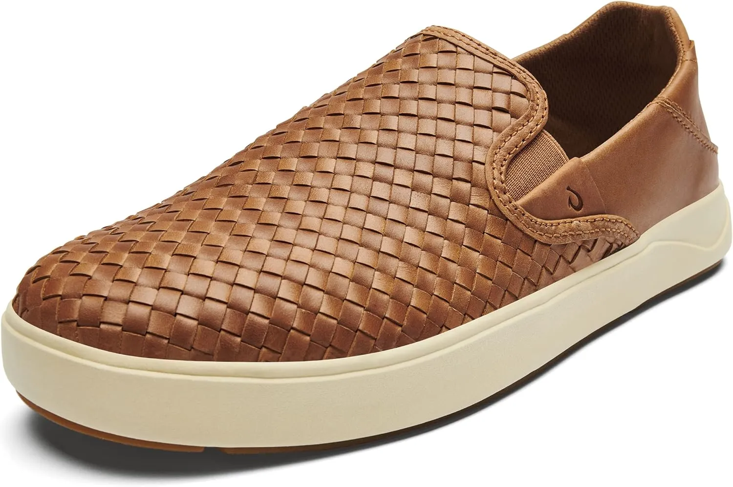 OLUKAI Lae'ahi Lauhala Men's Woven Leather Shoes, Versatile Everyday Leather Sneakers, Easy Slip On Design, All-Day Wear & Comfort