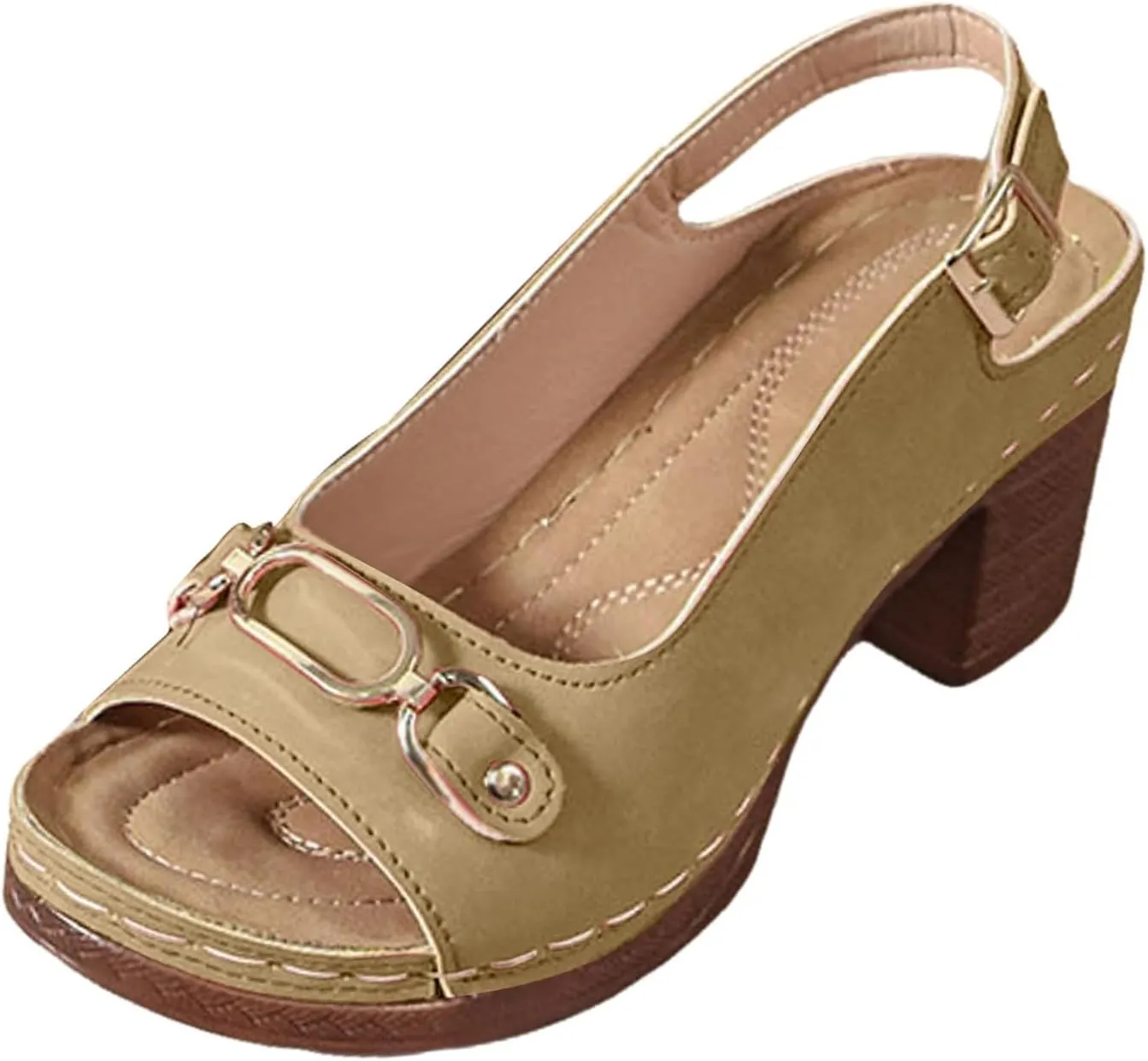 Orthopedic Sandals for Women, Women Walking Slippers with Arch Support Ladies Elegant Mid Heel Sandals Fish Mouth Slingback Walking Shoes for Working Shopping