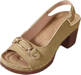 Orthopedic Sandals for Women, Women Walking Slippers with Arch Support Ladies Elegant Mid Heel Sandals Fish Mouth Slingback Walking Shoes for Working Shopping