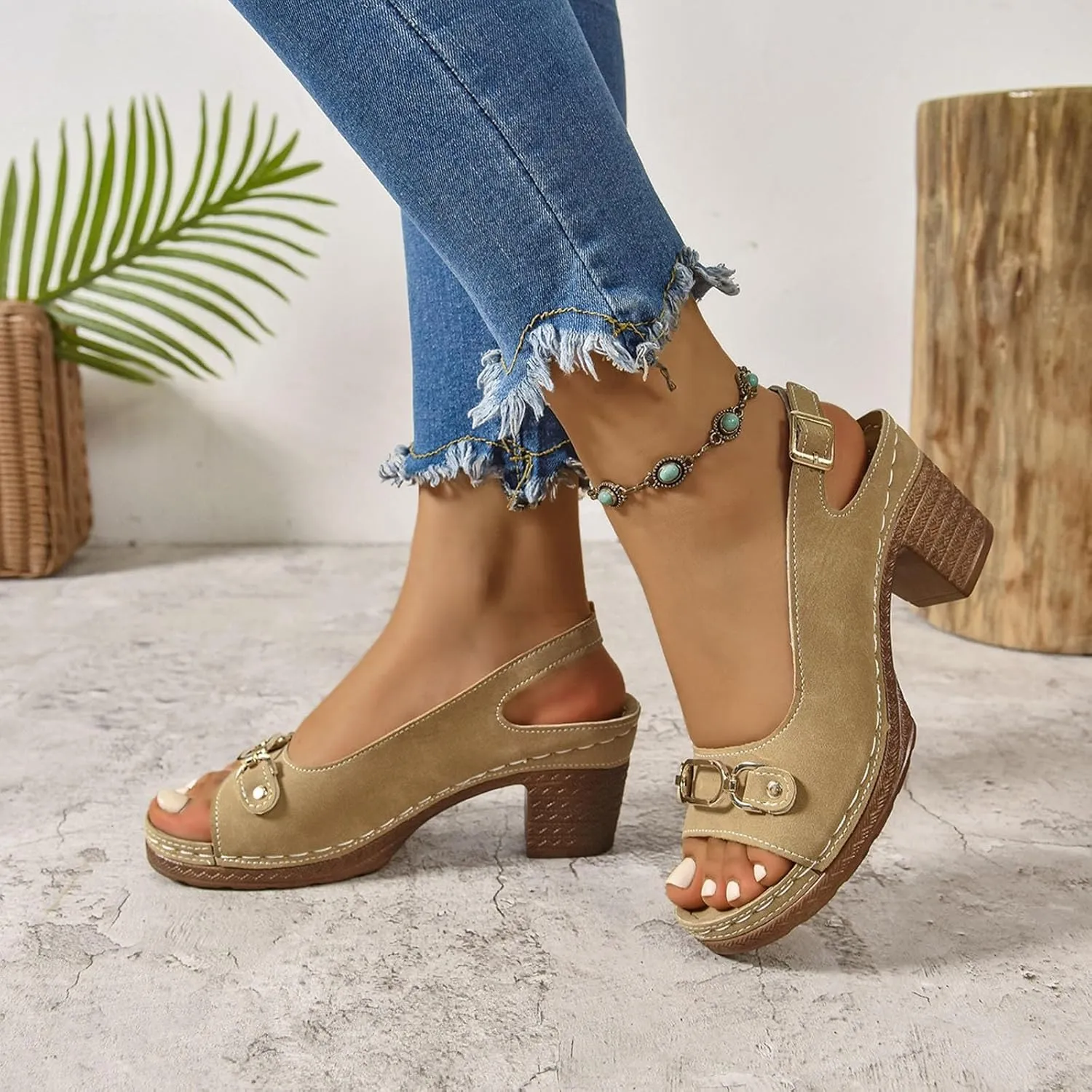 Orthopedic Sandals for Women, Women Walking Slippers with Arch Support Ladies Elegant Mid Heel Sandals Fish Mouth Slingback Walking Shoes for Working Shopping