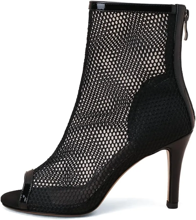 Sexy Peep Toe Dance Dressy Ankle Booties For Womens Fashion Back Zipper Stilettos High Heeled Sandals