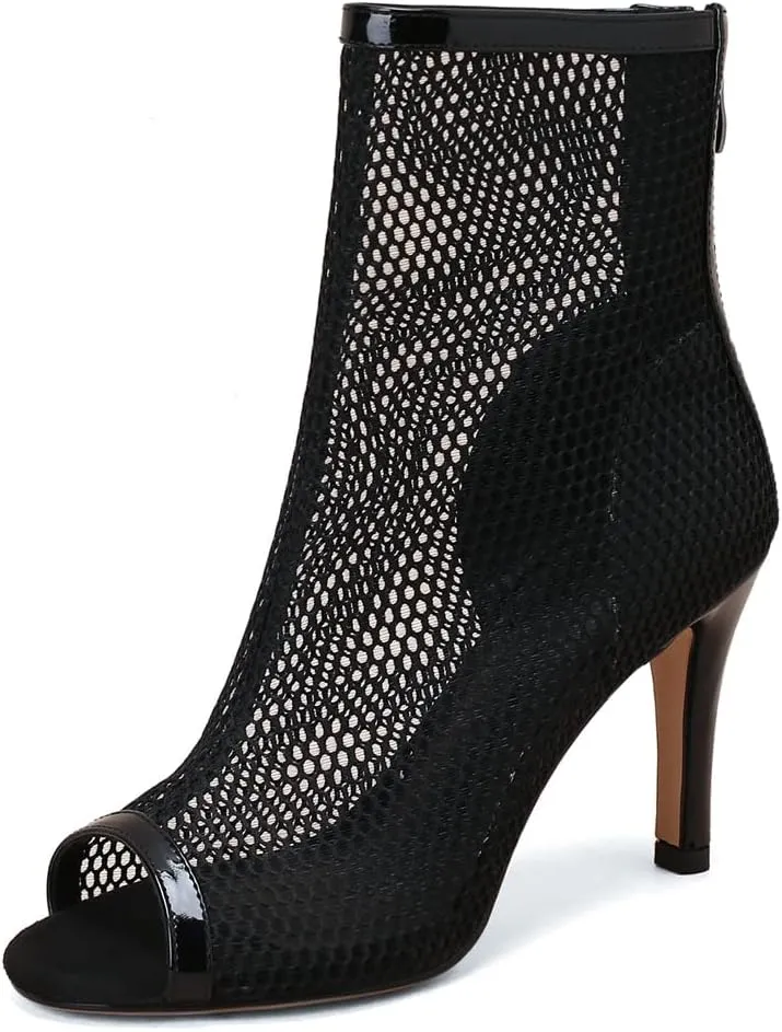 Sexy Peep Toe Dance Dressy Ankle Booties For Womens Fashion Back Zipper Stilettos High Heeled Sandals