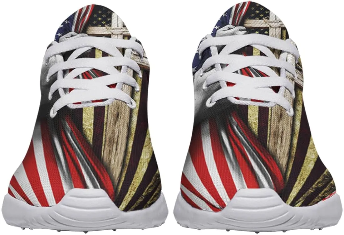 Sonzj-II Christian Jesus Shoes, Lace Up Walking Sneakers, Cross Running Shoes Mesh Breathable Sports Trainers