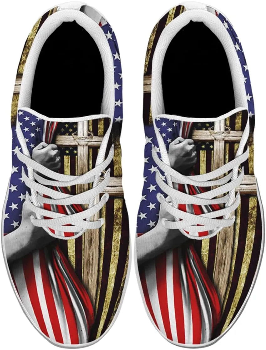 Sonzj-II Christian Jesus Shoes, Lace Up Walking Sneakers, Cross Running Shoes Mesh Breathable Sports Trainers