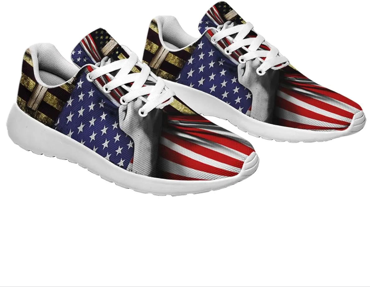 Sonzj-II Christian Jesus Shoes, Lace Up Walking Sneakers, Cross Running Shoes Mesh Breathable Sports Trainers