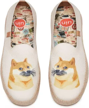 UIN Women's Espadrilles Slip Ons Knitted Lightweight Walking Casual Loafers Comfortable Art Painted Travel Shoes Marbella II