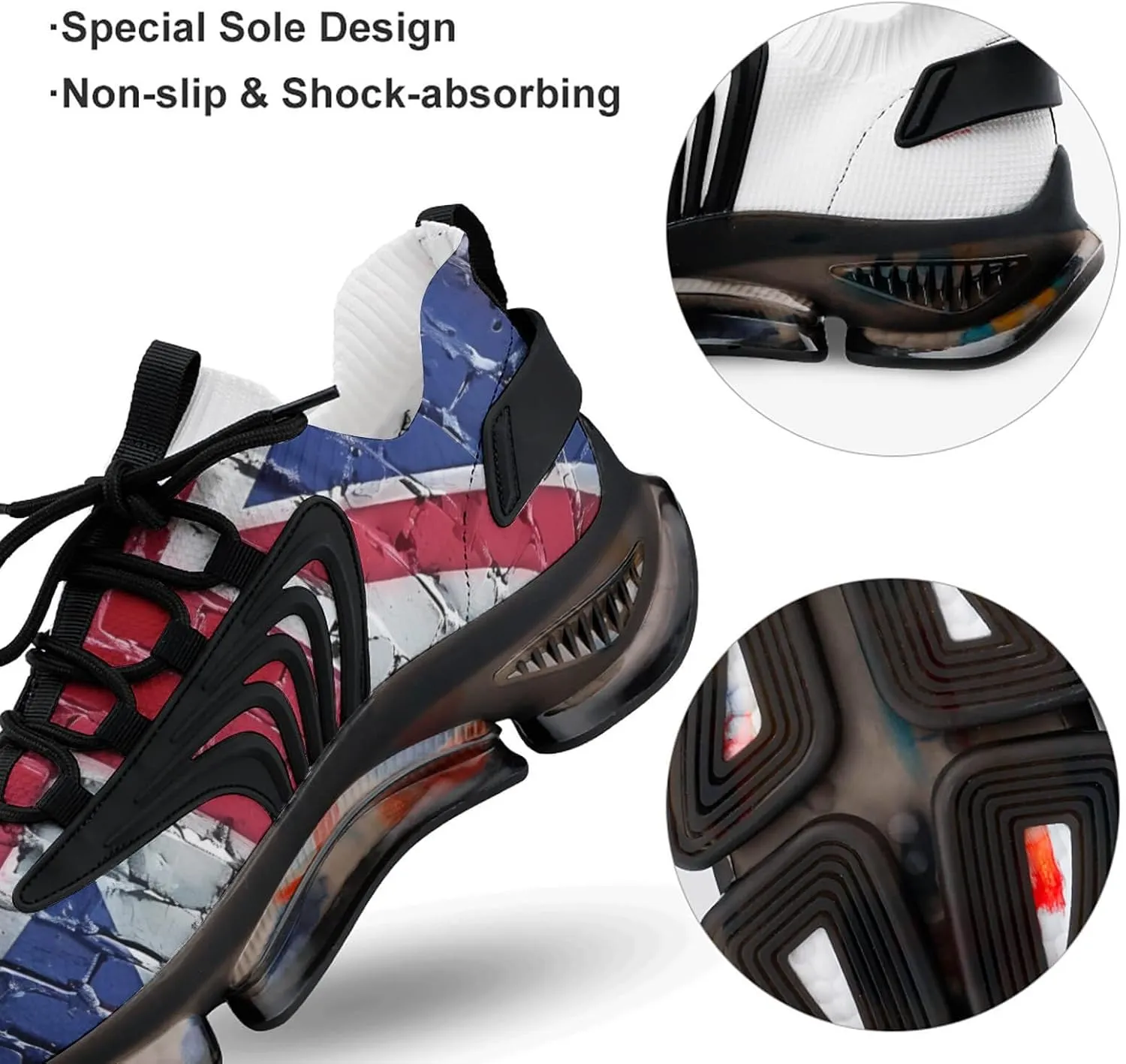 United Kingdom UK Flag Brick Wall Men's Running Shoes Lightweight Walking Shoe Breathable Sneaker