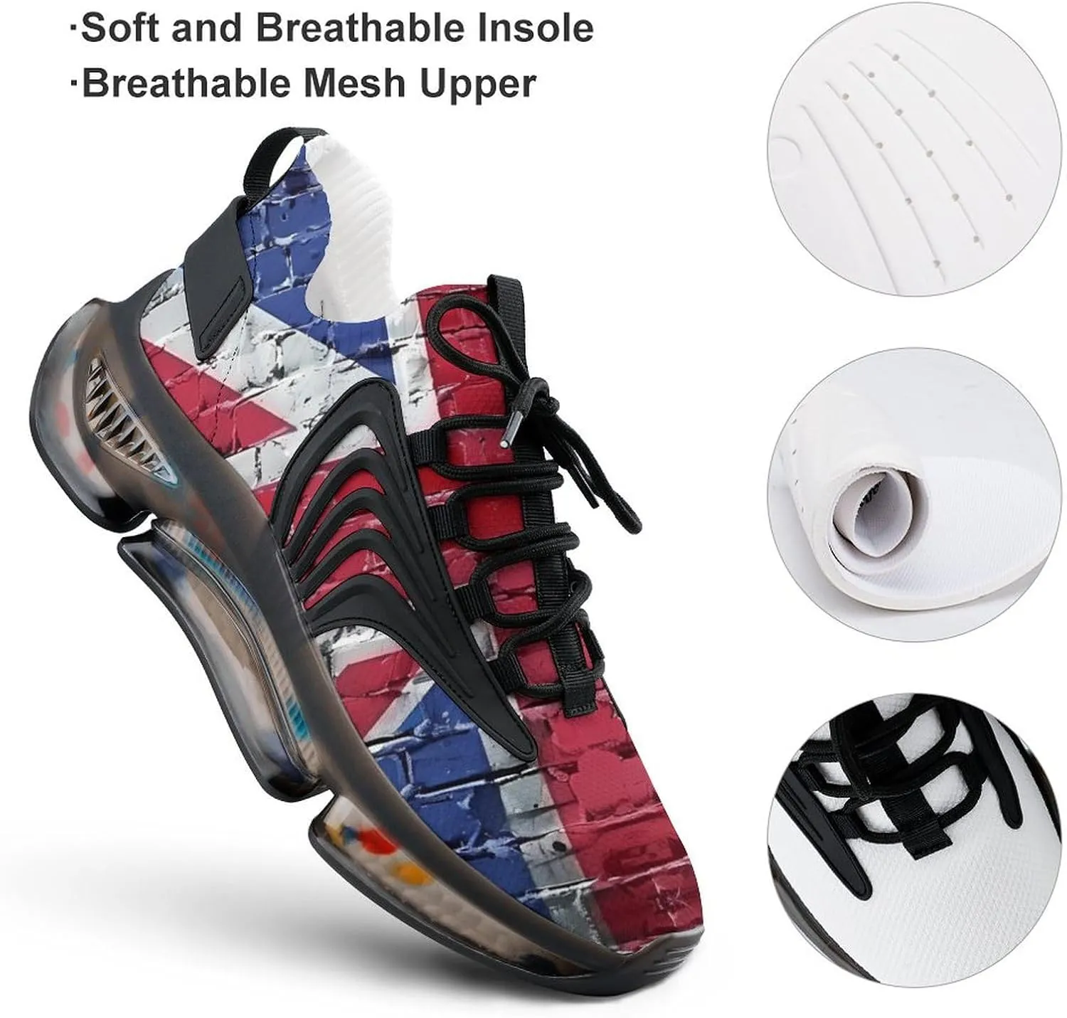 United Kingdom UK Flag Brick Wall Men's Running Shoes Lightweight Walking Shoe Breathable Sneaker