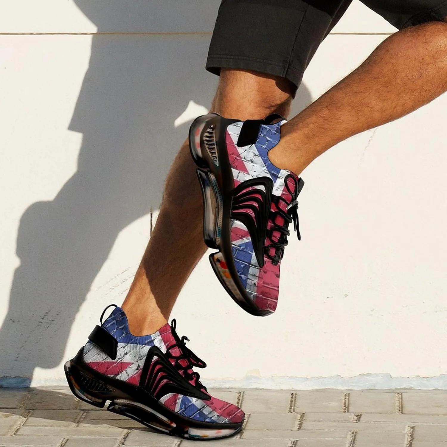 United Kingdom UK Flag Brick Wall Men's Running Shoes Lightweight Walking Shoe Breathable Sneaker