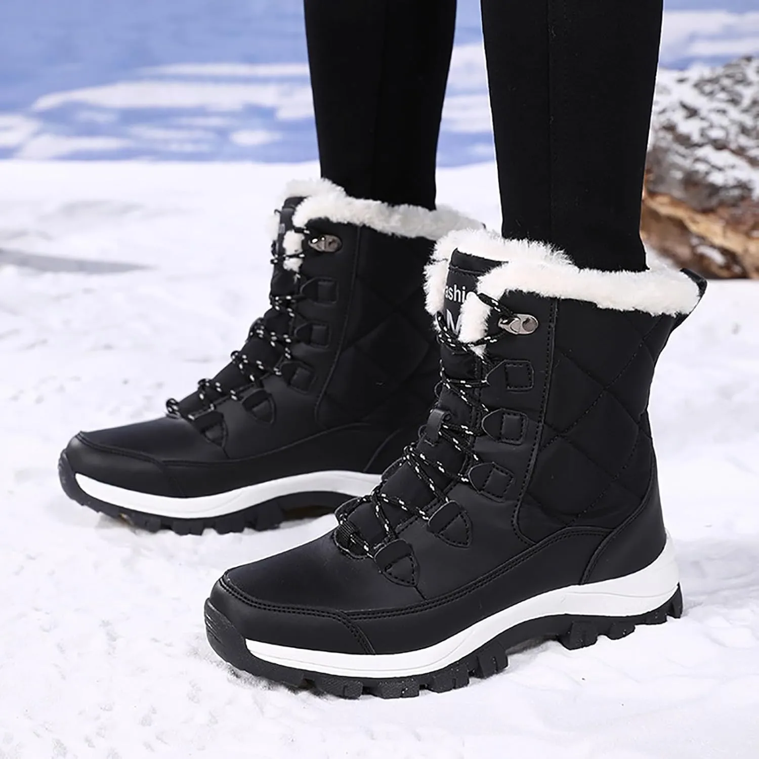 Women Snow Boots Northeast Big Size Snow Boots Female Outdoor Travel Thickened High Top Cotton Shoes Low Cut Snow