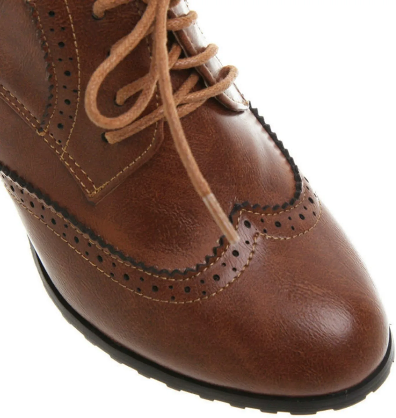 Women's Chunky Heeled Oxfords Round Toe Lace Up Stacked Block Heel Vintage Brogues Shoes Comfortable Wingtip High Heel Dress Pumps