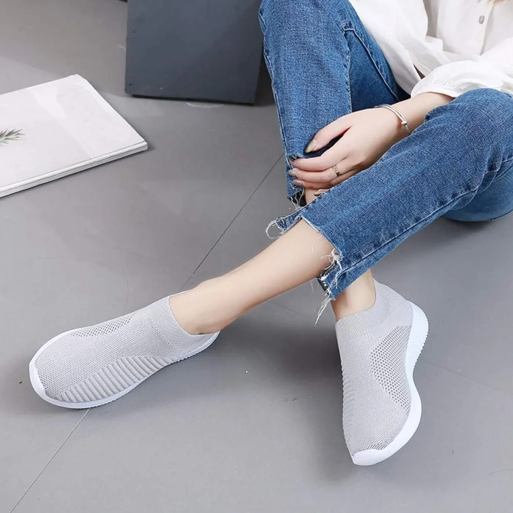 Women's Fashion Sneaker Mesh Slip On Black Non Slip Shoes for Women Comfortable Running Shoes for Women White Loafers Women Womens White Sneaker