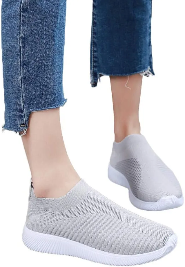 Women's Fashion Sneaker Mesh Slip On Black Non Slip Shoes for Women Comfortable Running Shoes for Women White Loafers Women Womens White Sneaker