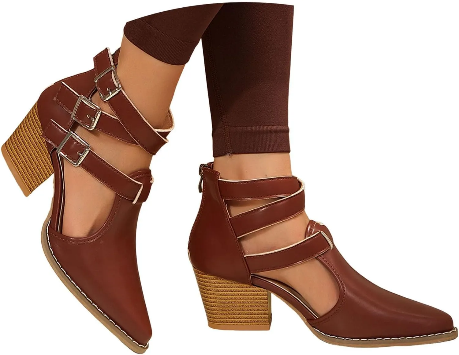 Women'S Open Toe Sandals Low Block Chunky Heel Thick Soled Sandals Casual Shoes
