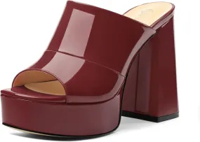 Womens Platform Chunky Heels Sandals Square Open Toe High Heeled Sandals Slip On Slides Dress Party Wedding Shoes Womens Platform Chunky Heels Sandals Square Open Toe High Heeled Sandals Slip On Slides Dress Party Wedding Shoes